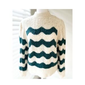 Mango Cream and Green Wave Sweater